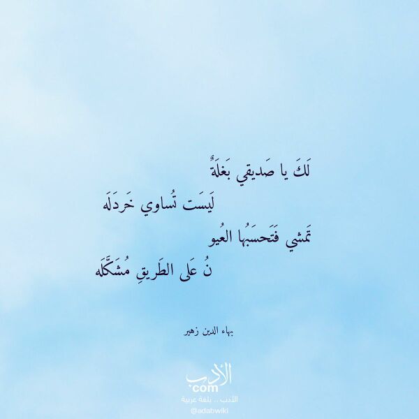 اقتباس من قصيدة لك يا صديقي بغلة لـ بهاء الدين زهير