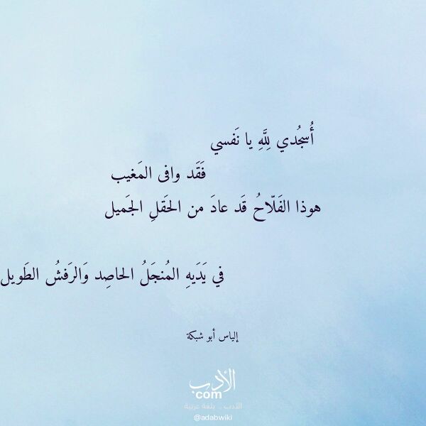 اقتباس من قصيدة أسجدي لله يا نفسي لـ إلياس أبو شبكة