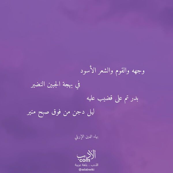 اقتباس من قصيدة وجهه والقوم والشعر الأسود لـ بهاء الدين الإربلي اقتباس من قصيدة وجهه والقوم والشعر الأسود لـ بهاء الدين الإربلي