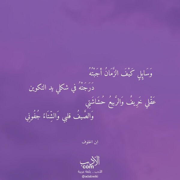 اقتباس من قصيدة وسائل كيف الزمان أجبته لـ ابن الخلوف