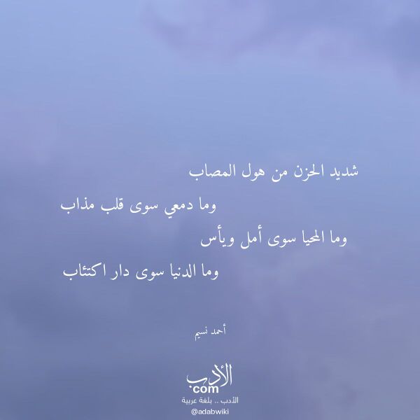 اقتباس من قصيدة شديد الحزن من هول المصاب لـ أحمد نسيم