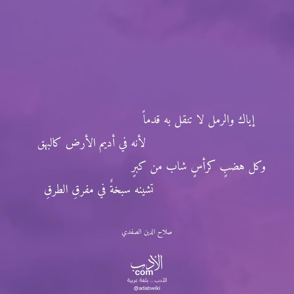 اقتباس من قصيدة إياك والرمل لا تنقل به قدما لـ صلاح الدين الصفدي
