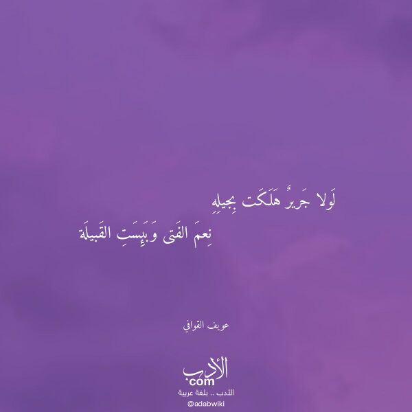اقتباس من قصيدة لولا جرير هلكت بجيله لـ عويف القوافي