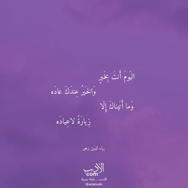 اقتباس من قصيدة اليوم أنت بخير لـ بهاء الدين زهير