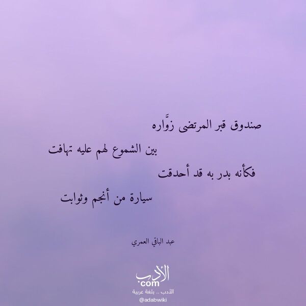 اقتباس من قصيدة صندوق قبر المرتضى زواره لـ عبد الباقي العمري