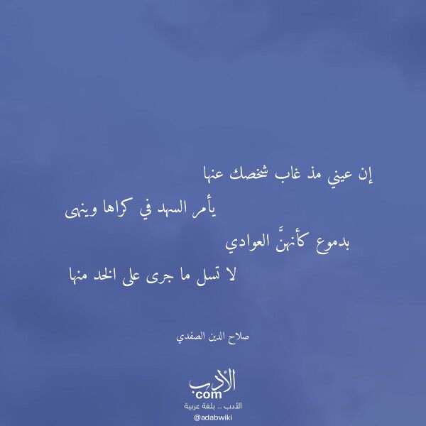 اقتباس من قصيدة إن عيني مذ غاب شخصك عنها لـ صلاح الدين الصفدي