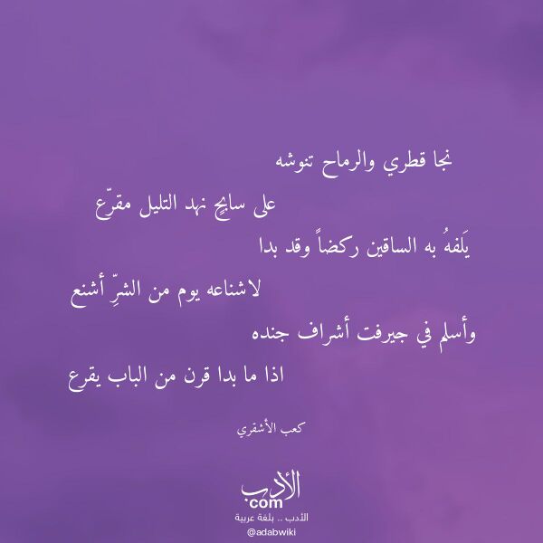 اقتباس من قصيدة نجا قطري والرماح تنوشه لـ كعب الأشقري