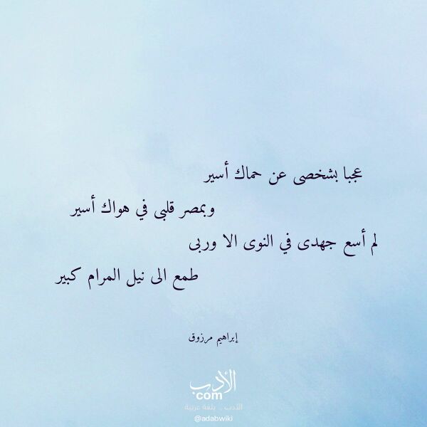 اقتباس من قصيدة عجبا بشخصى عن حماك أسير لـ إبراهيم مرزوق