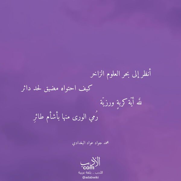 اقتباس من قصيدة أنظر إلى بحر العلوم الزاخر لـ محمد جواد عواد البغدادي