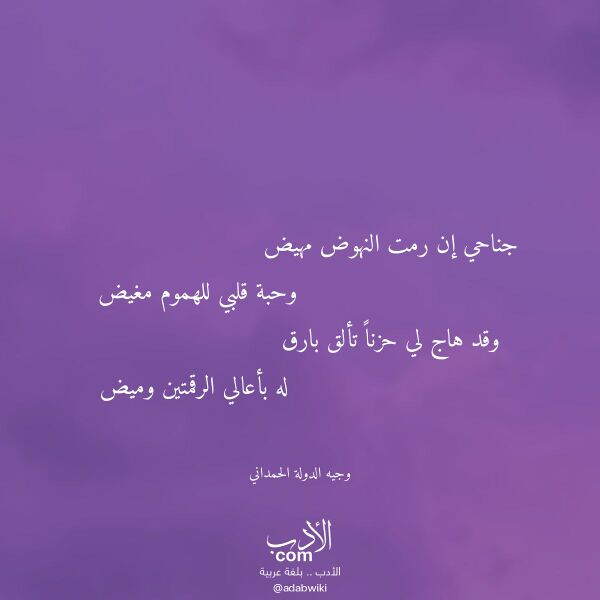 اقتباس من قصيدة جناحي إن رمت النهوض مهيض لـ وجيه الدولة الحمداني