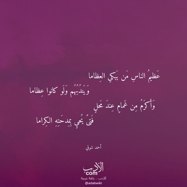 اقتباس من قصيدة عظيم الناس من يبكي العظاما لـ أحمد شوقي