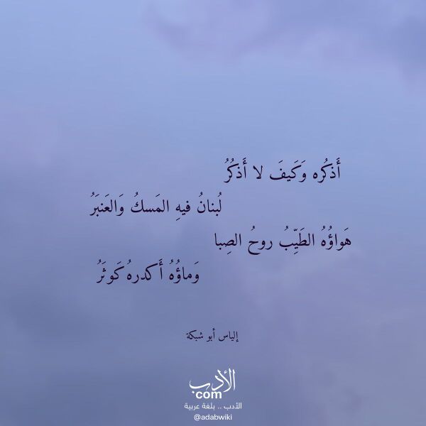 اقتباس من قصيدة أذكره وكيف لا أذكر لـ إلياس أبو شبكة