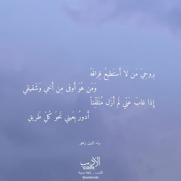 اقتباس من قصيدة بروحي من لا أستطيع فراقه لـ بهاء الدين زهير