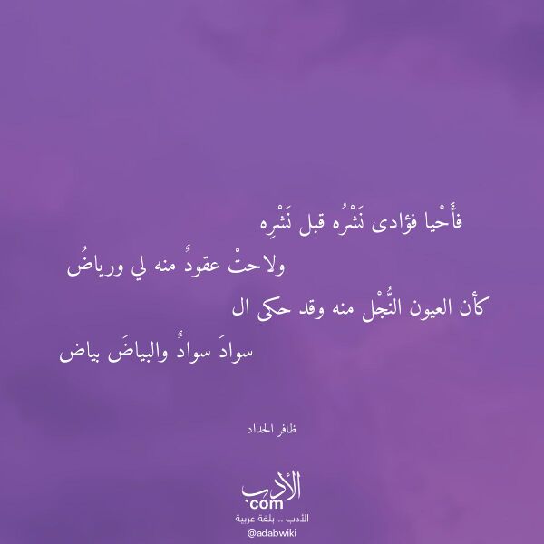 اقتباس من قصيدة فأحيا فؤادى نشره قبل نشره لـ ظافر الحداد