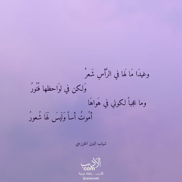 اقتباس من قصيدة وغيدا ما لها في الرأس شعر لـ شهاب الدين الخزرجي