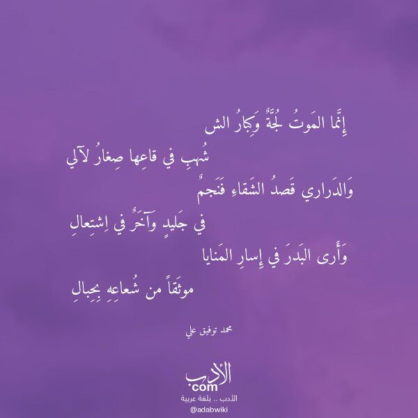 اقتباس من قصيدة إنما الموت لجة وكبار الش لـ محمد توفيق علي