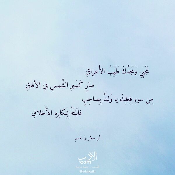 اقتباس من قصيدة عجبي ومجدك طيب الأعراق لـ أبو جعفر بن عاصم
