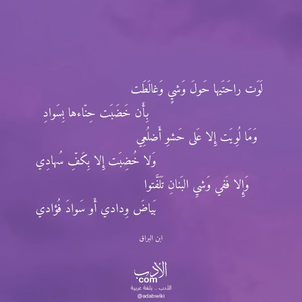 اقتباس من قصيدة لوت راحتيها حول وشي وغالطت لـ ابن البراق
