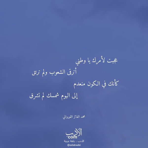 اقتباس من قصيدة عجبت لأمرك يا وطني لـ محمد الفائز القيرواني