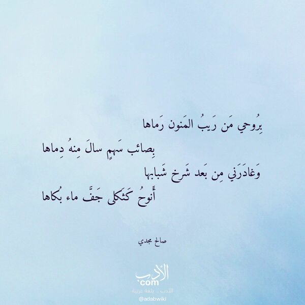 اقتباس من قصيدة بروحي من ريب المنون رماها لـ صالح مجدي