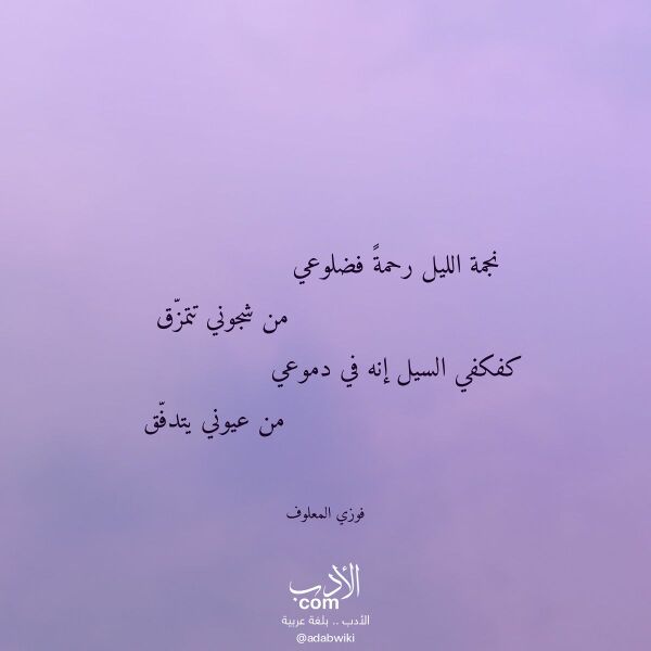 اقتباس من قصيدة نجمة الليل رحمة فضلوعي لـ فوزي المعلوف اقتباس من قصيدة نجمة الليل رحمة فضلوعي لـ فوزي المعلوف
