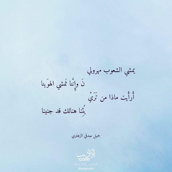 اقتباس من قصيدة يمشي الشعوب مهرولي لـ جميل صدقي الزهاوي