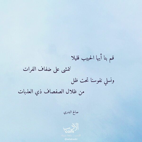 اقتباس من قصيدة قم بنا أيها الحبيب قليلا لـ صالح البدري