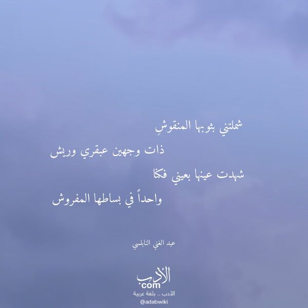 اقتباس من قصيدة شملتني بثوبها المنقوش لـ عبد الغني النابلسي