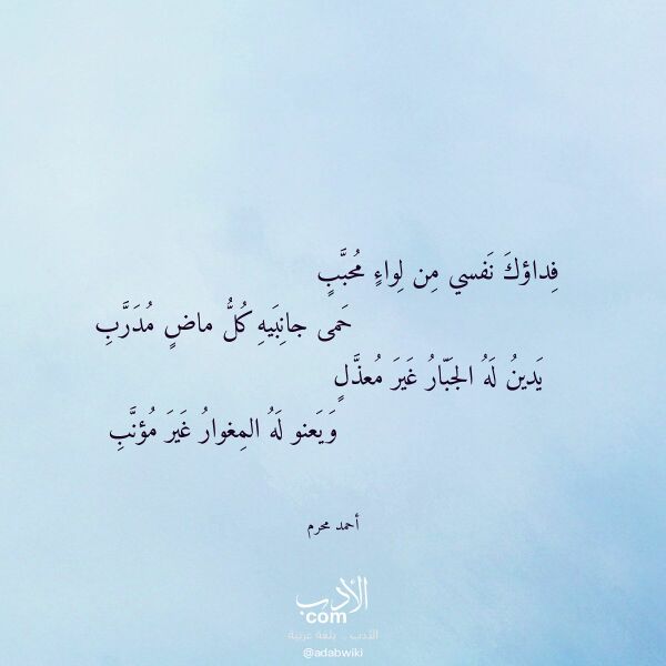 اقتباس من قصيدة فداؤك نفسي من لواء محبب لـ أحمد محرم