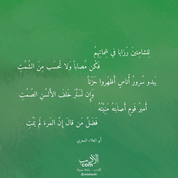اقتباس من قصيدة للشامتين رزايا في شماتهم لـ أبو العلاء المعري