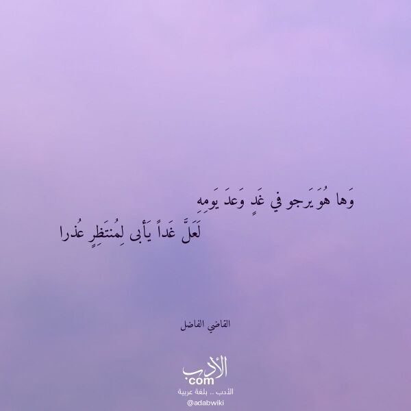 اقتباس من قصيدة وها هو يرجو في غد وعد يومه لـ القاضي الفاضل اقتباس من قصيدة وها هو يرجو في غد وعد يومه لـ القاضي الفاضل