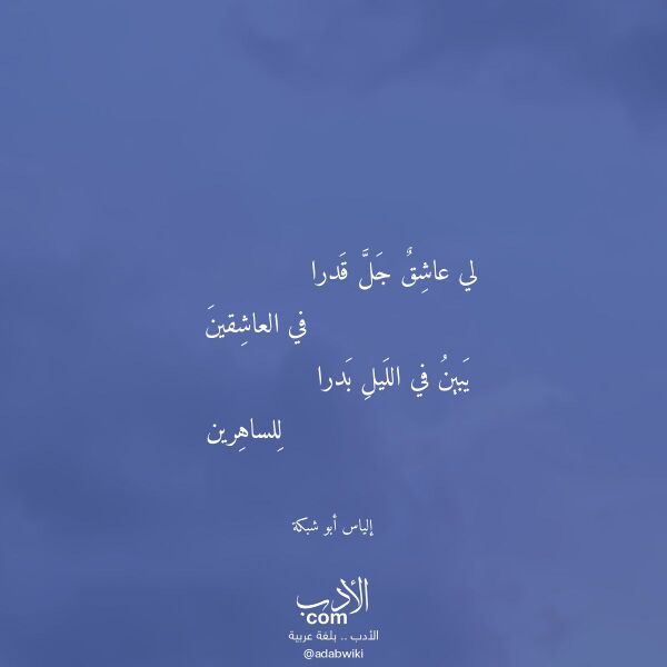 اقتباس من قصيدة لي عاشق جل قدرا لـ إلياس أبو شبكة