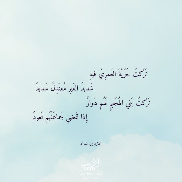 اقتباس من قصيدة تركت جرية العمري فيه لـ عنترة بن شداد