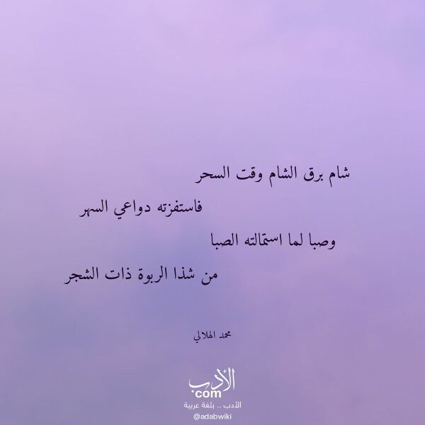 اقتباس من قصيدة شام برق الشام وقت السحر لـ محمد الهلالي