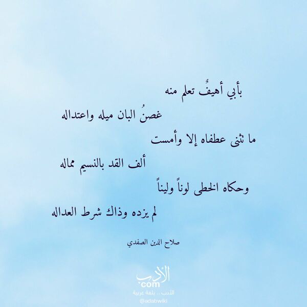 اقتباس من قصيدة بأبي أهيف تعلم منه لـ صلاح الدين الصفدي