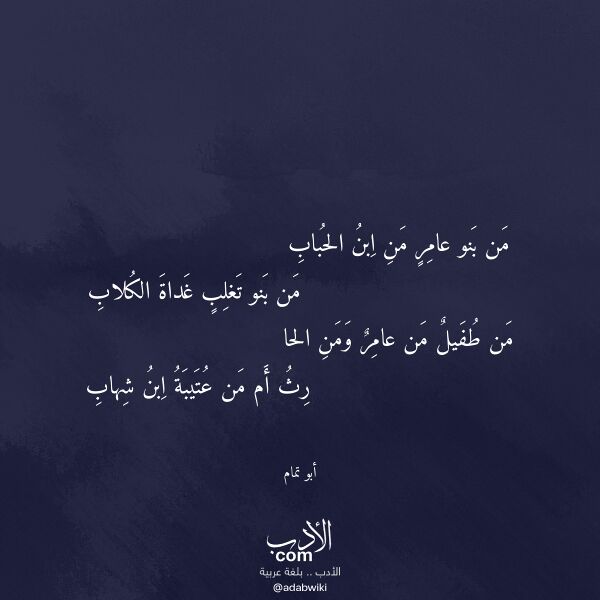 اقتباس من قصيدة من بنو عامر من ابن الحباب لـ أبو تمام