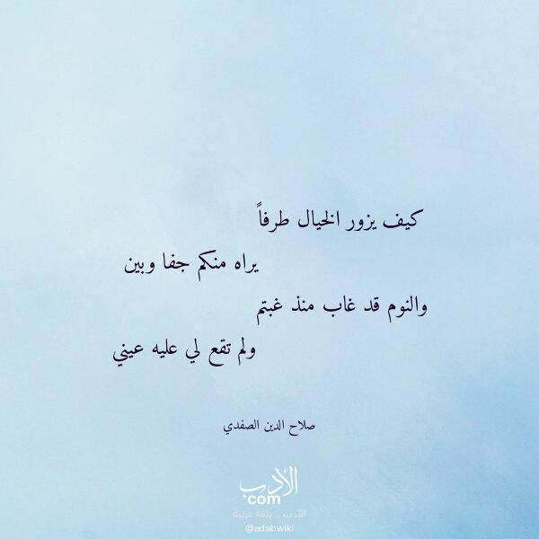 اقتباس من قصيدة كيف يزور الخيال طرفا لـ صلاح الدين الصفدي