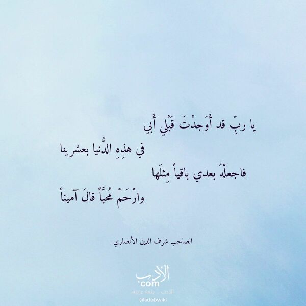 اقتباس من قصيدة يا رب قد أوجدت قبلي أبي لـ الصاحب شرف الدين الأنصاري