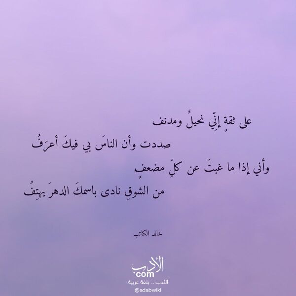 اقتباس من قصيدة على ثقة إني نحيل ومدنف لـ خالد الكاتب