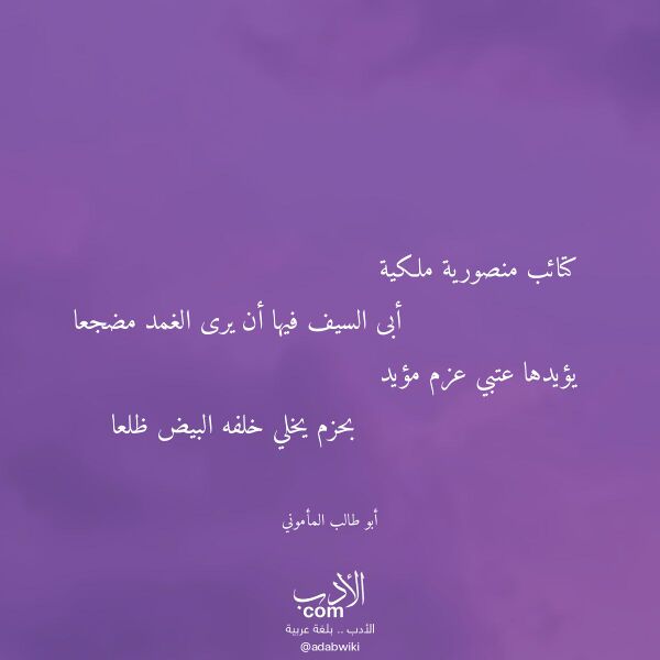 اقتباس من قصيدة كتائب منصورية ملكية لـ أبو طالب المأموني