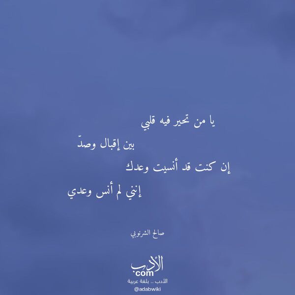 اقتباس من قصيدة يا من تحير فيه قلبي لـ صالح الشرنوبي