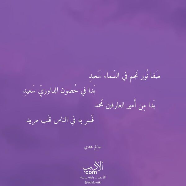 اقتباس من قصيدة صفا نور نجم في السماء سعيد لـ صالح مجدي