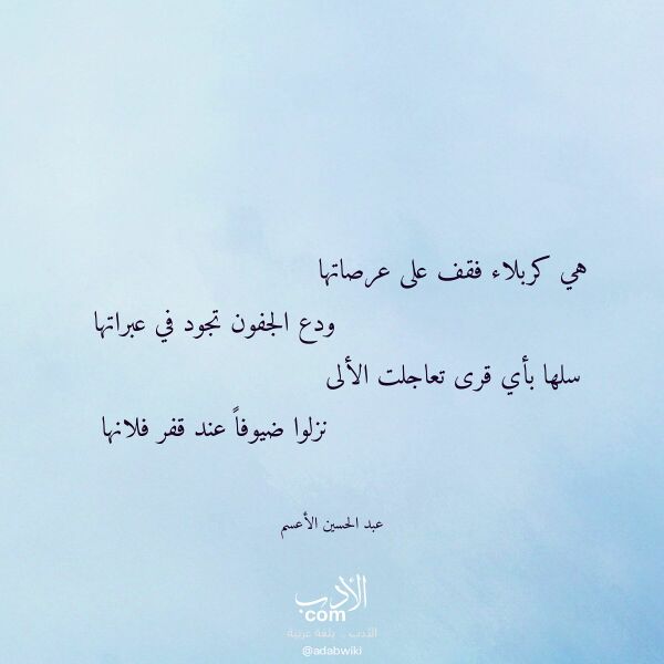 اقتباس من قصيدة هي كربلاء فقف على عرصاتها لـ عبد الحسين الأعسم