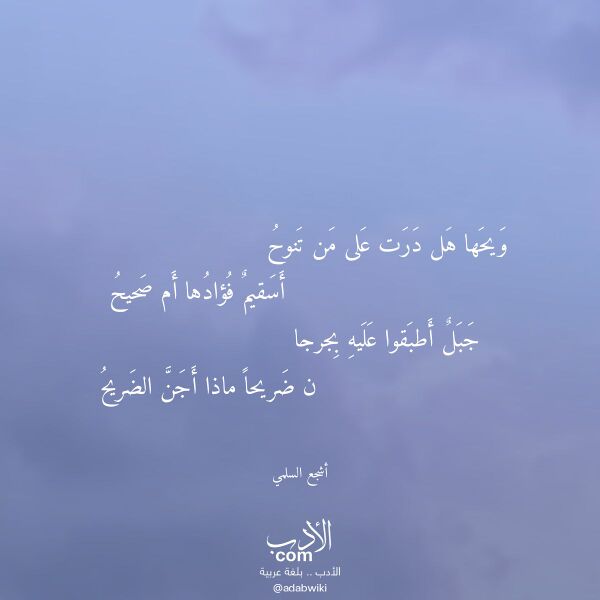 اقتباس من قصيدة ويحها هل درت على من تنوح لـ أشجع السلمي اقتباس من قصيدة ويحها هل درت على من تنوح لـ أشجع السلمي
