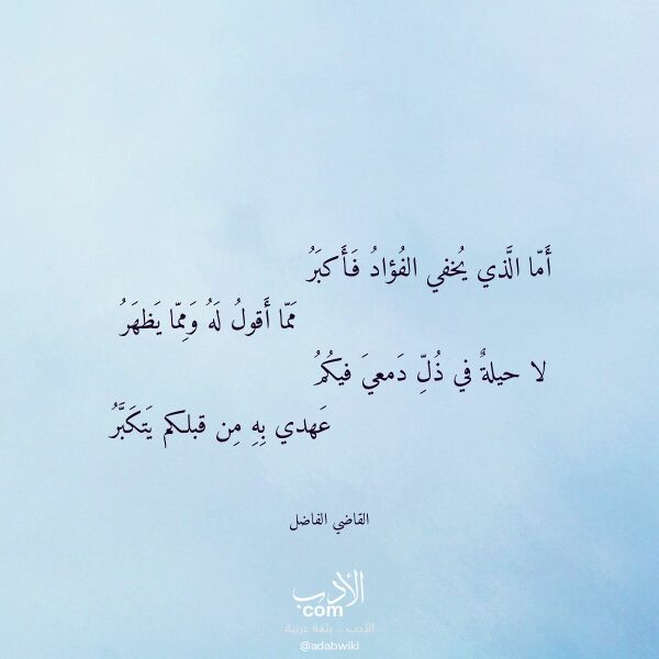 اقتباس من قصيدة أما الذي يخفي الفؤاد فأكبر لـ القاضي الفاضل اقتباس من قصيدة أما الذي يخفي الفؤاد فأكبر لـ القاضي الفاضل