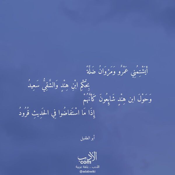 اقتباس من قصيدة أيشتمني عمرو ومروان ضلة لـ أبو الطفيل
