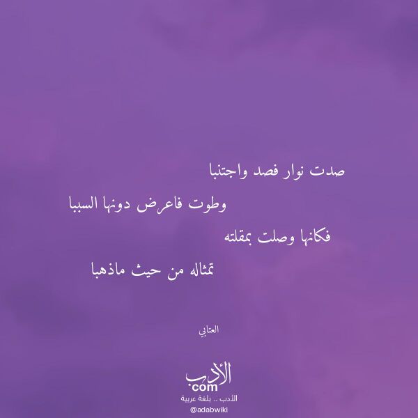 اقتباس من قصيدة صدت نوار فصد واجتنبا لـ العتابي