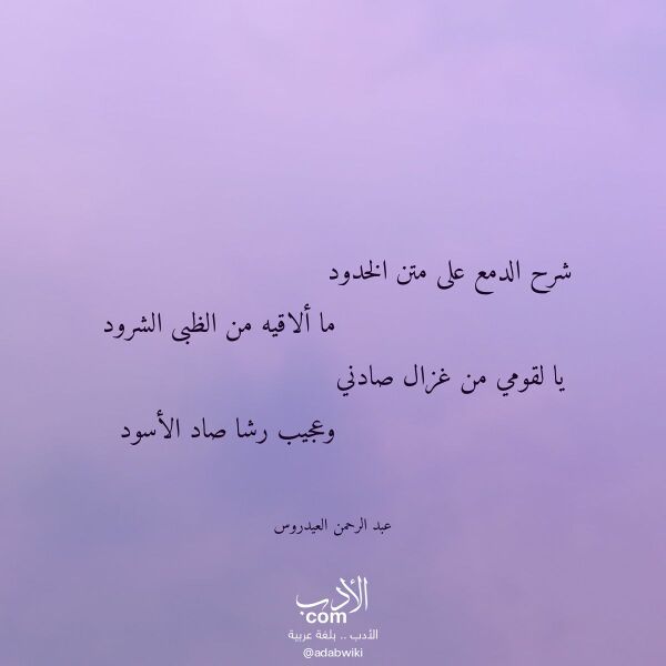 اقتباس من قصيدة شرح الدمع على متن الخدود لـ عبد الرحمن العيدروس