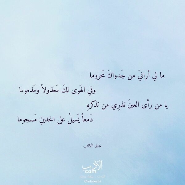 اقتباس من قصيدة ما لي أراني من جدواك محروما لـ خالد الكاتب