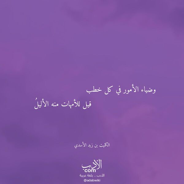 اقتباس من قصيدة وضياء الأمور في كل خطب لـ الكميت بن زيد الأسدي اقتباس من قصيدة وضياء الأمور في كل خطب لـ الكميت بن زيد الأسدي